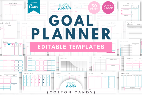Download Goal Planner Canva Templates | COTTON CA - Canva templates Collection