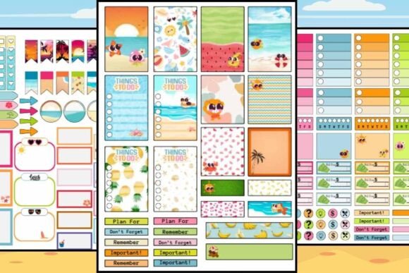 Download Summer Beach Themed Planner Stickers - Premium Resources