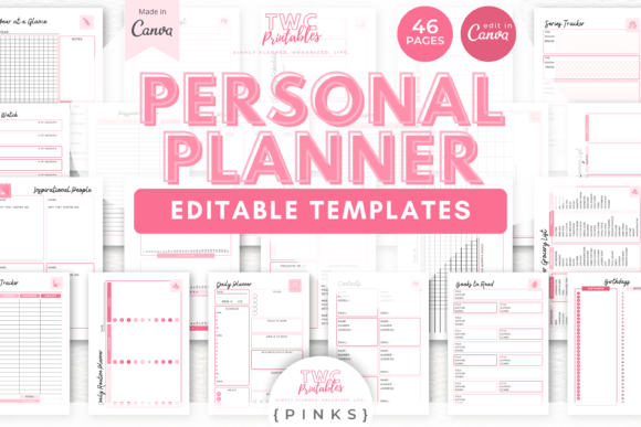 Download Personal Planner Canva Templates | PINKS - Canva templates Collection