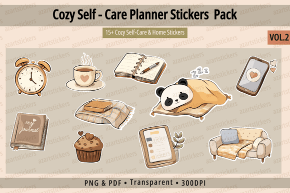 Download Cozy Self - Care Planner Stickers Vol.2 - Premium Bundle
