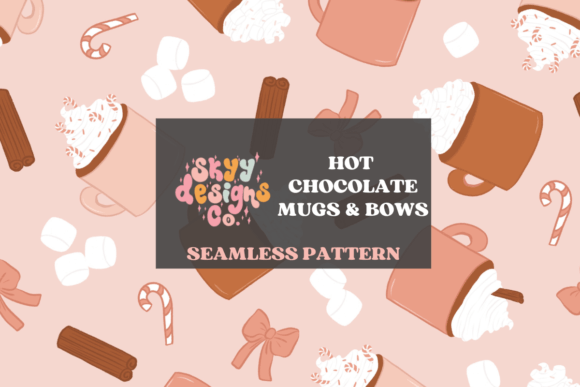 Download Boho Hot Chocolate Mugs and Bows Pattern - Boho Collection