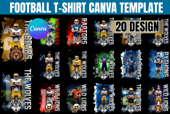 Download 20 Football T-Shirt Canva Templates - Premium Bundle