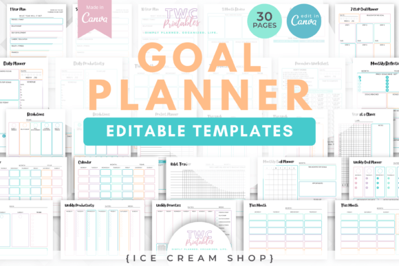 Download Goal Planner Canva Templates | ICE CREAM - Canva templates Collection