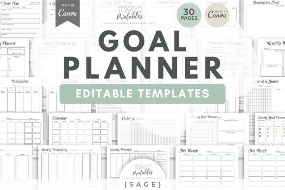 Download Goal Planner Canva Templates | SAGE - Canva templates Collection