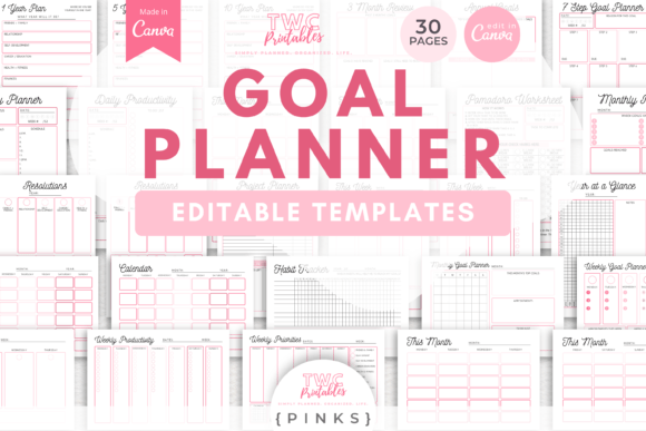 Download Goal Planner Canva Templates | PINKS - Canva templates Collection