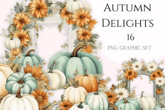Download Fall Graphics Sage &amp; White Chic Pumpkins - Fall graphics Collection